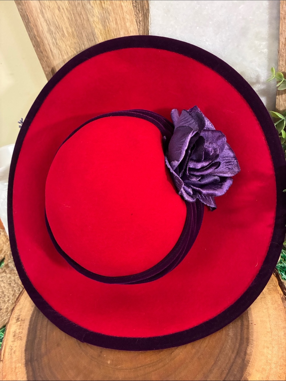 Scala Vibrant Red and Rich Purple Women's Hat